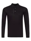 Alpha Industries Long-sleeve Three-button Polo Shirt In Black
