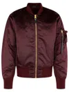 Alpha Industries 'ma-1 Base Filght' Dark Cherry Nylon Bomber Jacket In Burgundy