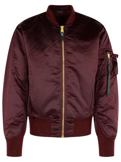 Alpha Industries 'ma-1 Base Filght' Dark Cherry Nylon Bomber Jacket In Burgundy
