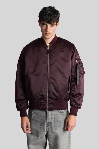 Alpha Industries Ma-1 Bomber Jacket In Bordeaux Nylon In Burgundy
