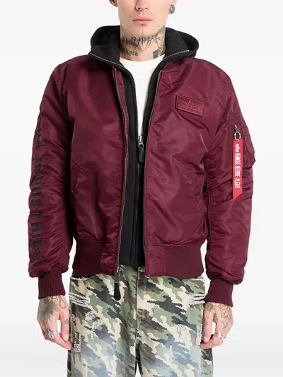 Alpha Industries Ma-1 D-tec Sleeve-embroidery Jacket In Burgundy