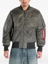 Alpha Industries Ma-1 Distressed Logo Detail Bomber Jacket In Gray