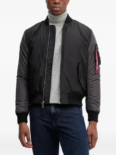 Alpha Industries Ma-1 Embroidery Bomber Jacket In Black