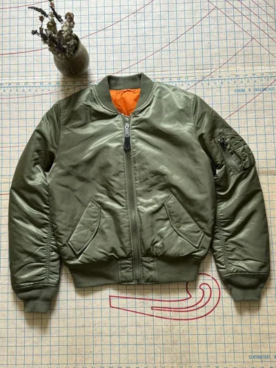 Pre-owned Alpha Industries Ma-1 Green Bomber Jacket Size Small Travis