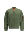 Alpha Industries Ma-1 Vf 59 Long Bomber Jacket Dark Green Nylon Bomber Jacket In Green