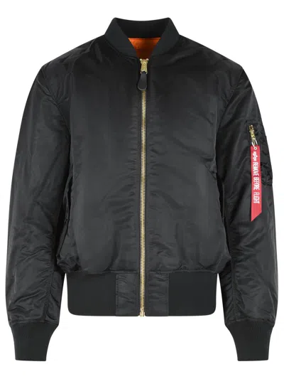 Alpha Industries 'ma 1 Heritage' Reversible Black Nylon Bomber Jacket In Blue