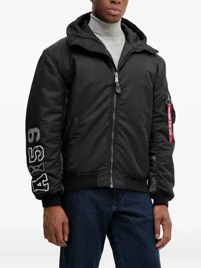 Alpha Industries Ma-1 Hooded Jacket In Black