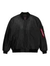 Alpha Industries Ma-1 Leather Jacket In Black