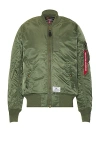 Alpha Industries Ma-1 Vf 59 Long Bomber Jacket Dark Green Nylon Bomber Jacket In Sage