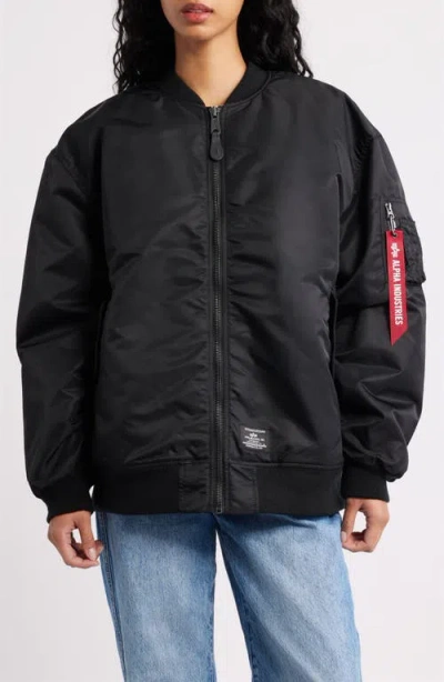 Alpha Industries Ma-1 Oversize Flight Jacket In Black