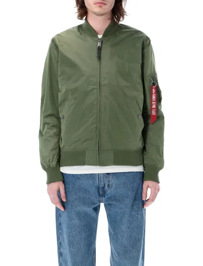 Alpha Industries Ma-1 Tt Nylon Bomber Jacket In Green