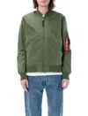 Alpha Industries Reversible Onion Quilted Bomber Jacket In Green