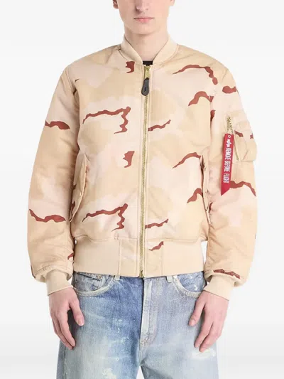 Alpha Industries Ma-1 Camo Heritage Camouflage-print Bomber Jacket In Neutral