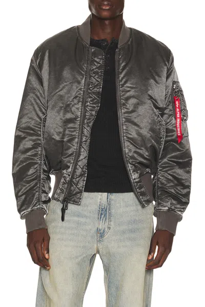 Alpha Industries Ma-1 Heritage Fit Battlewash Flight Jacket In Gray