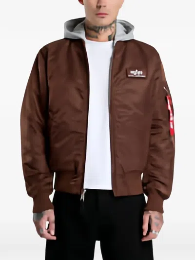 Alpha Industries Ma-1 Hooded Bomber Jacket In Brown