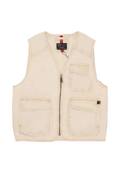 Alpha Industries Man Canvas Acid Vest Vintage White