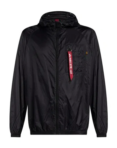 Alpha Industries Man Jacket Black Size L Nylon In Blue