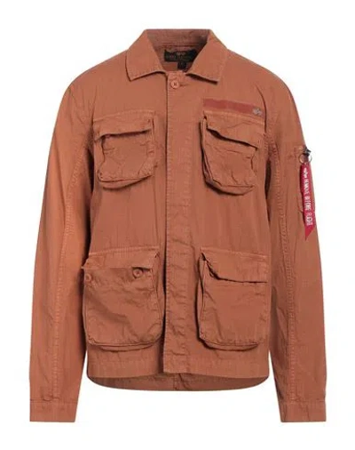 Alpha Industries Man Jacket Brown Size Xl Cotton