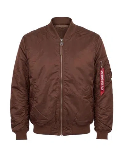Alpha Industries Man Jacket Brown Size Xl Nylon