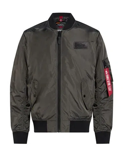 Alpha Industries Man Jacket Grey Size L Nylon In Gray
