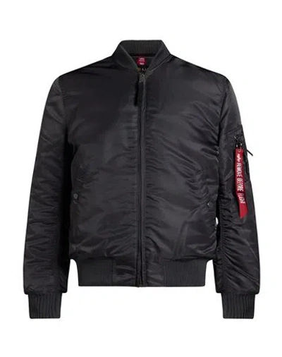 Alpha Industries Man Jacket Grey Size M Nylon In Black