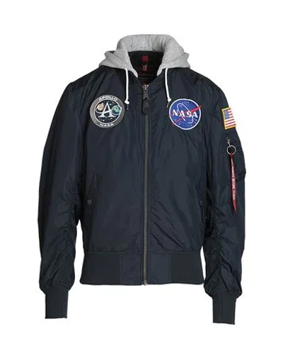 Alpha Industries Man Jacket Midnight Blue Size L Nylon, Cotton, Polyester