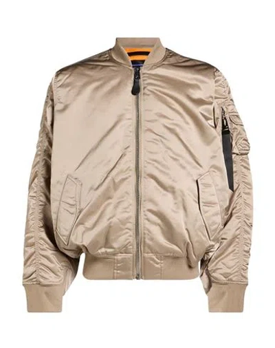 Alpha Industries Man Jacket Sand Size L Nylon In Neutral