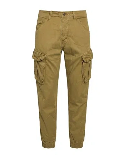 Alpha Industries Man Pants Khaki Size 34 Cotton, Elastane In Green