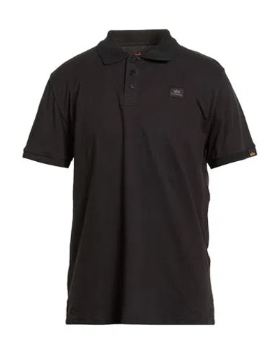 Alpha Industries Man Polo Shirt Black Size L Cotton, Elastane