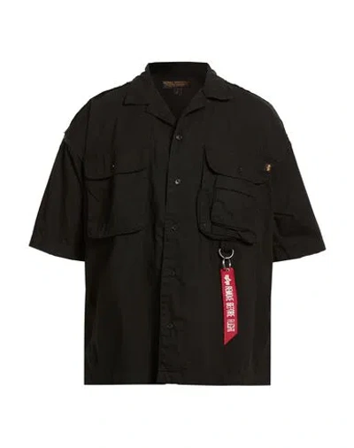Alpha Industries Man Shirt Black Size L Cotton, Viscose