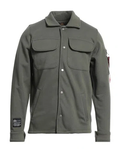 Alpha Industries Man Shirt Military Green Size L Cotton, Polyester