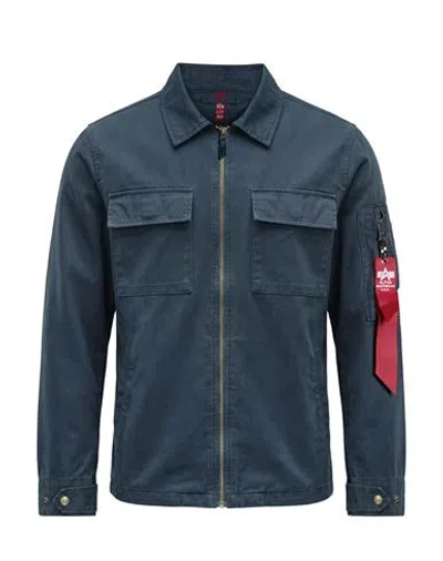Alpha Industries Man Shirt Navy Size S Cotton In Blue