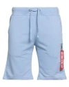 Alpha Industries Man Shorts & Bermuda Shorts Sky Blue Size M Cotton, Polyester