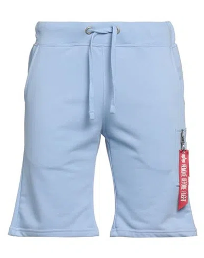Alpha Industries Man Shorts & Bermuda Shorts Sky Blue Size M Cotton, Polyester