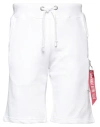 Alpha Industries Man Shorts & Bermuda Shorts White Size S Cotton, Polyester