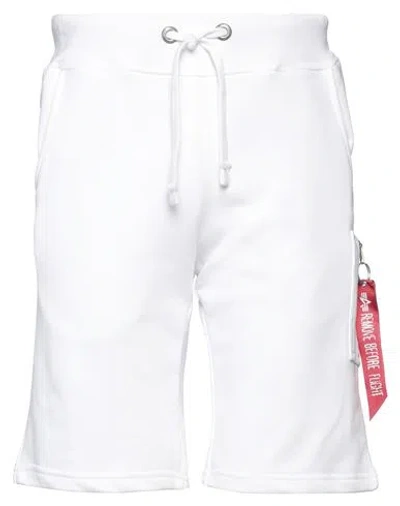 Alpha Industries Man Shorts & Bermuda Shorts White Size S Cotton, Polyester In White