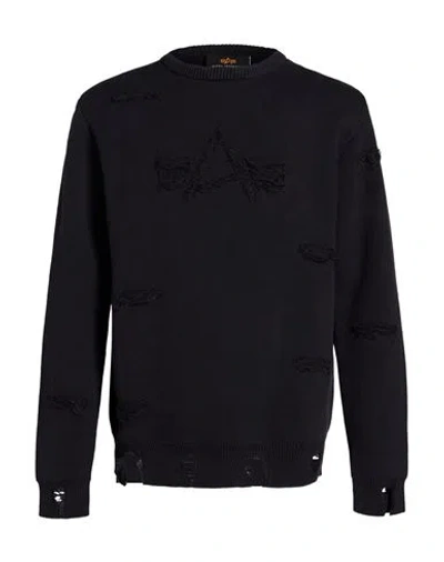 Alpha Industries Man Sweater Midnight Blue Size L Cotton