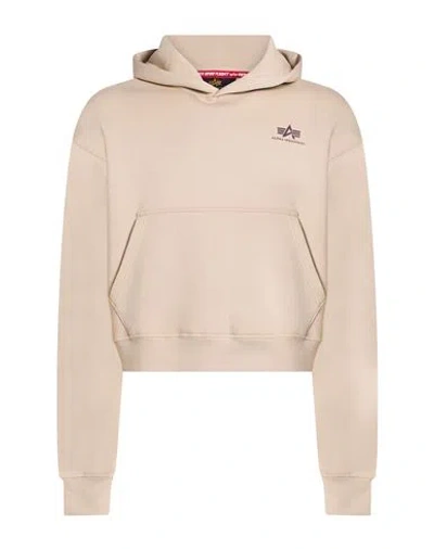 Alpha Industries Man Sweatshirt Beige Size M Cotton, Polyester In Neutral