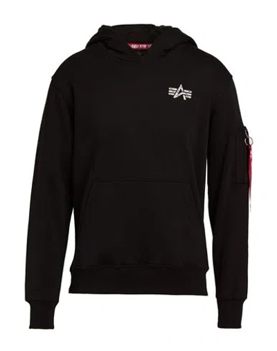 Alpha Industries Man Sweatshirt Black Size L Cotton, Polyester