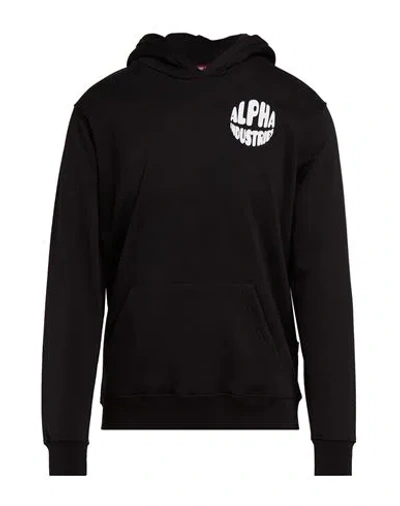 Alpha Industries Man Sweatshirt Black Size L Cotton, Polyester