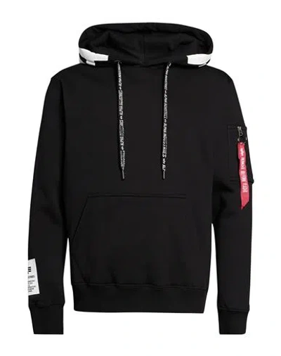 Alpha Industries Man Sweatshirt Black Size L Cotton, Polyester