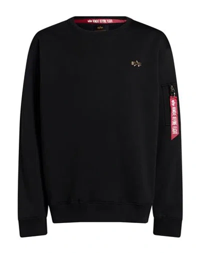 Alpha Industries Man Sweatshirt Black Size L Cotton, Polyester