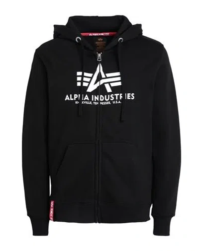 Alpha Industries Man Sweatshirt Black Size L Cotton, Polyester