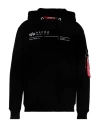 Alpha Industries Man Sweatshirt Black Size M Cotton, Polyester