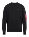 Alpha Industries Man Sweatshirt Black Size S Cotton, Polyester In Black