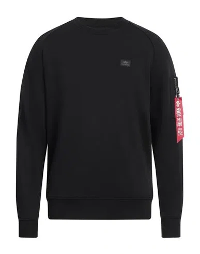 Alpha Industries Man Sweatshirt Black Size S Cotton, Polyester