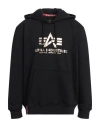 Alpha Industries Man Sweatshirt Black Size S Cotton, Polyester In Black