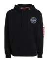 Alpha Industries Man Sweatshirt Black Size S Cotton, Polyester In Black