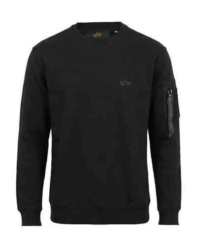 Alpha Industries Man Sweatshirt Black Size Xl Cotton, Polyester