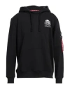 Alpha Industries Man Sweatshirt Black Size Xl Cotton, Polyester